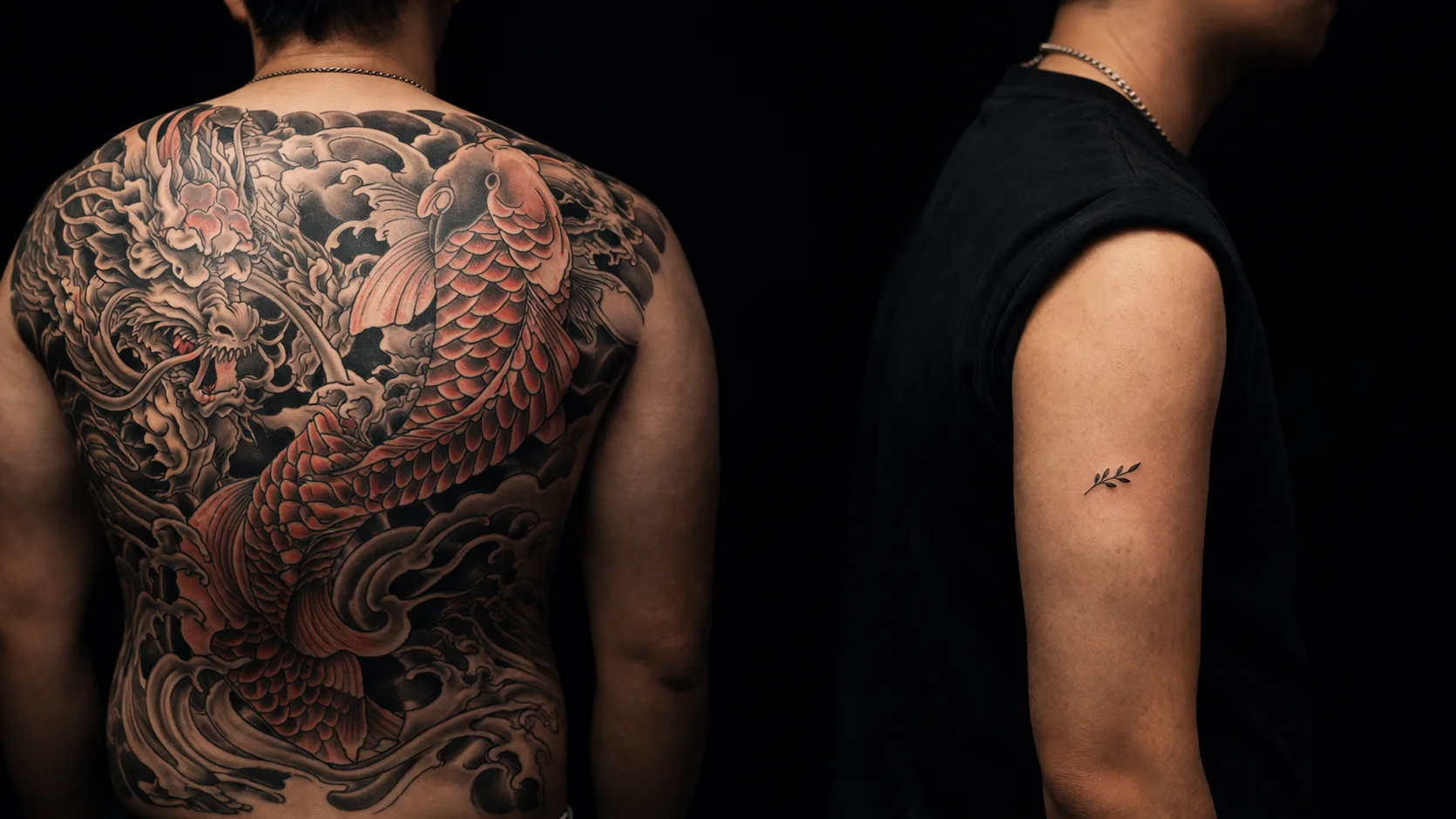 ลายสักเล็กและลายสักใหญ่ ตัวอย่างเปรียบเทียบขนาด